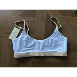 Ramy Brook Scoop Neck Double Strap Gold Shimmery Bikini Swim Top White Medium